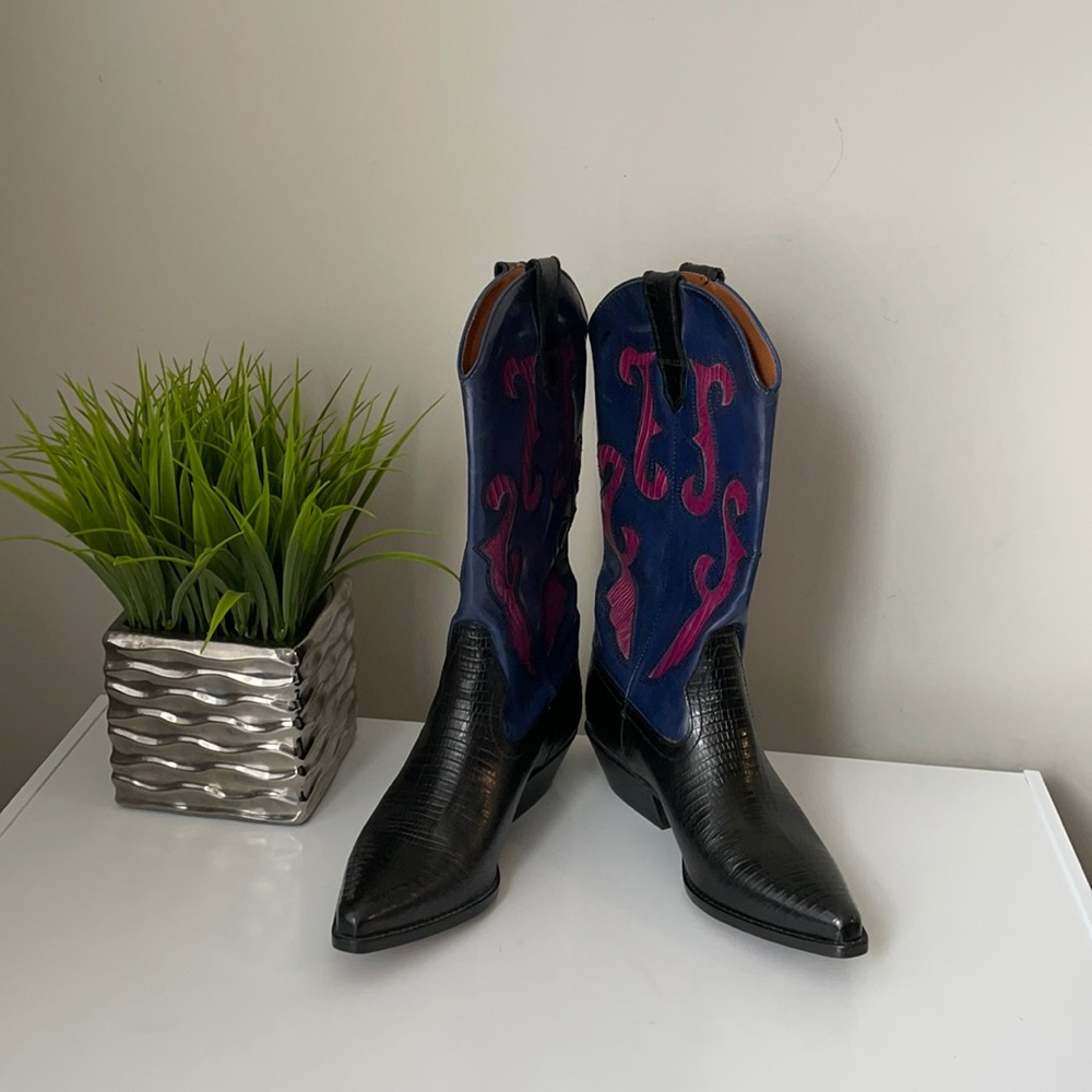Nine West Western Cowboy Leather Boots size 7.5
